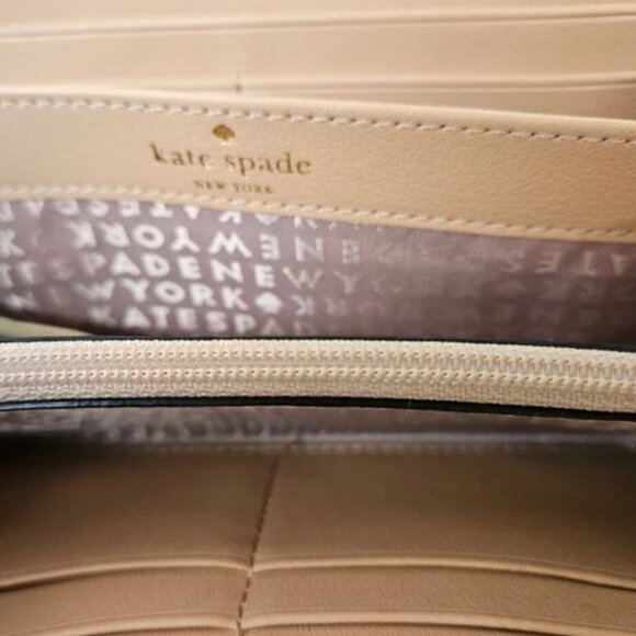 Kate Spade New York Neda Grove Street Dune Stripe Leather Zip Around Wallet EUC - Picture 6 of 11
